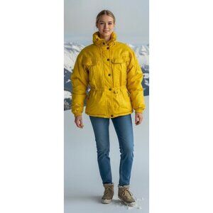 Jeunesse Women Wow Yellow Packable Hood Winter Ski Jacket Size 6 Never Worn